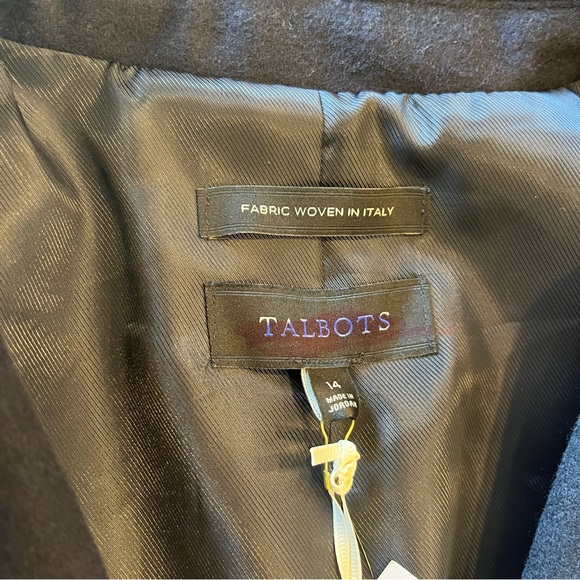 NWT Talbots Navy Blue Long Brushed Wool Blend Jacket Blazer Size 14 - Picture 3 of 6
